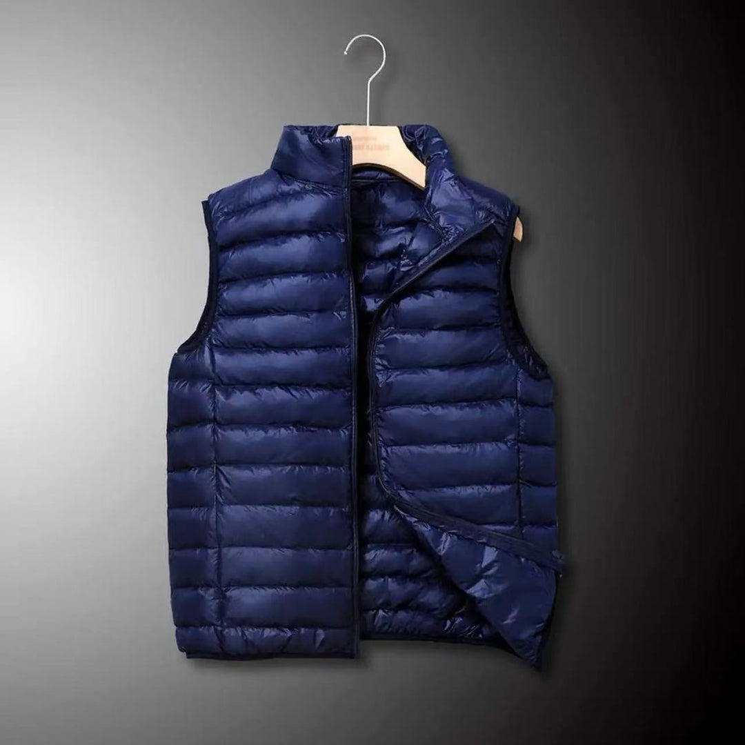 Men's Ultra-light Down-look Padded Vest with Chamber Cut and Stand Collar Mune Fashion