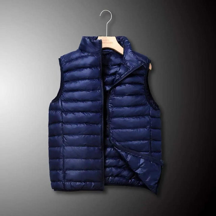 Men's Ultra-light Down-look Padded Vest with Chamber Cut and Stand Collar Mune Fashion