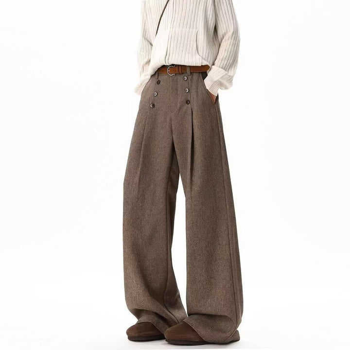 Women Wide-Cut High-Waisted Pants Mune Fashion