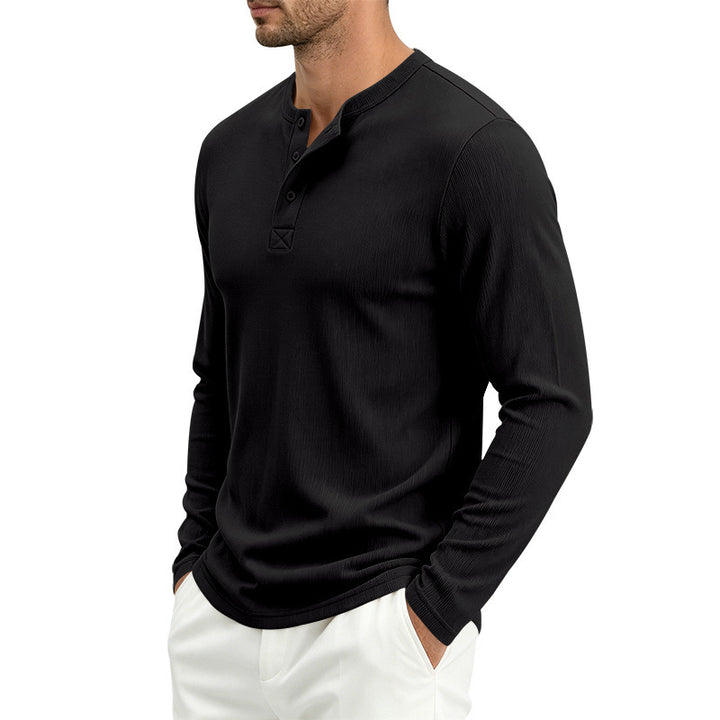 Men's Long Sleeve Waffle Knit Henley Shirt with Button Placket, Thermoregulating and Slim Fit Mune Fashion