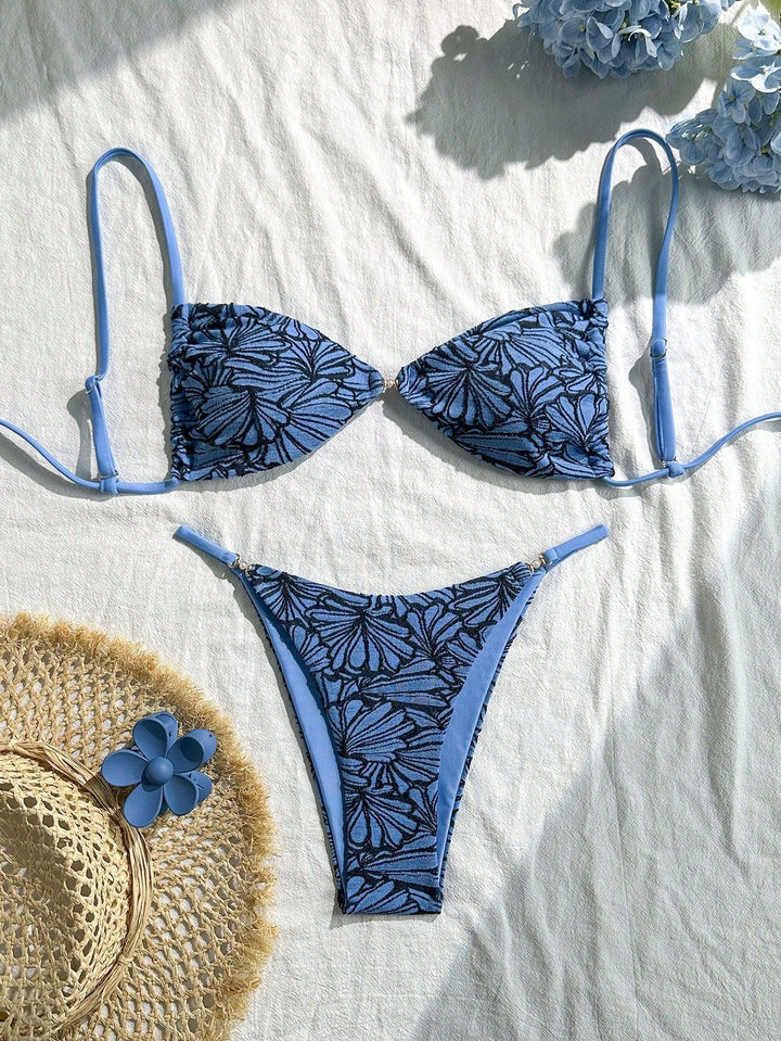 Women's triangle bikini with floral pattern and adjustable straps Mune Fashion