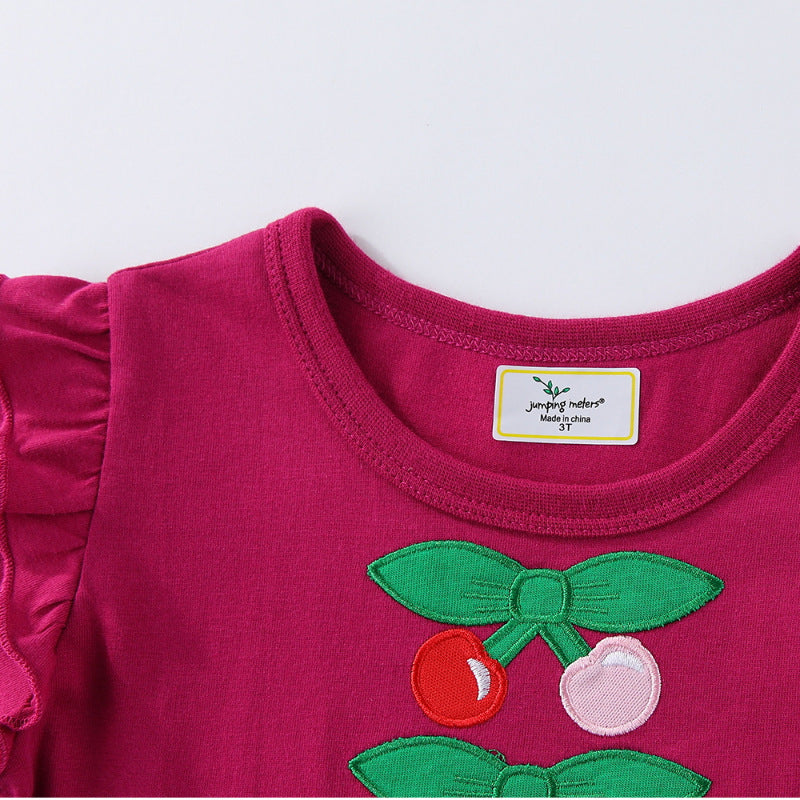 Girls casual dress with cute cherry motif and ruffles Mune Fashion
