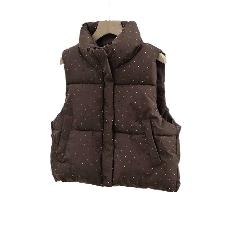 Women's Insulated Sleeveless Padded Gilet with Quilted Stand-up Collar Mune Fashion