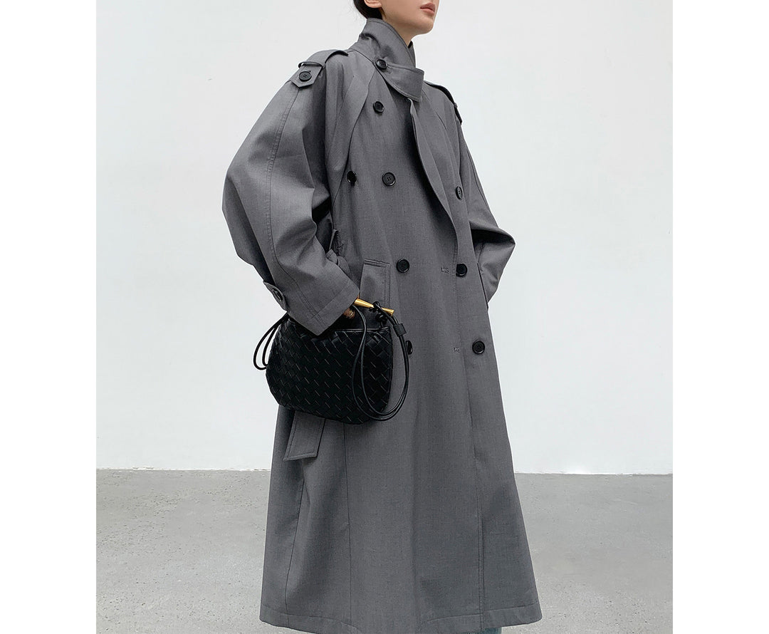 Women's fashionable trench coat with double button placket Mune Fashion