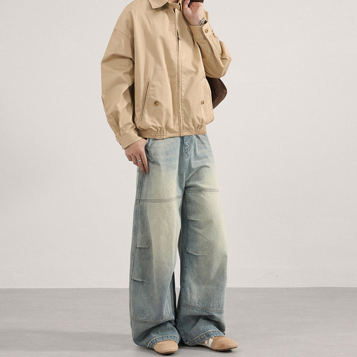 Men's Super Wide Denim Palazzo Pants with Segmented Seams and Voluminous Silhouette Mune Fashion