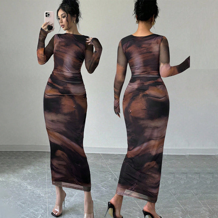 Ladies Elegant Wrap Dress with Texture Mune Fashion