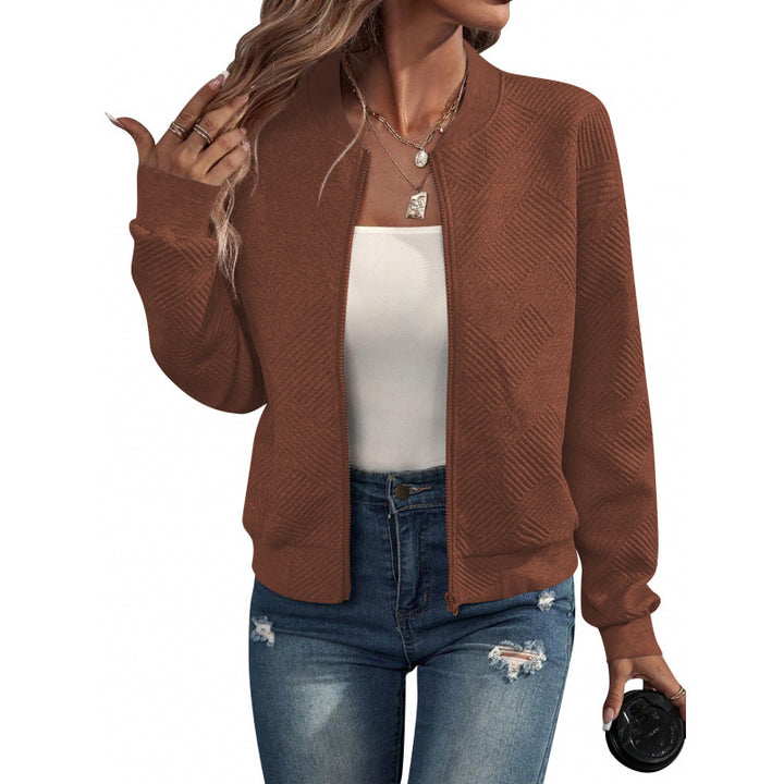 Women's structured knit bomber jacket with full zip and ribbed cuffs Mune Fashion