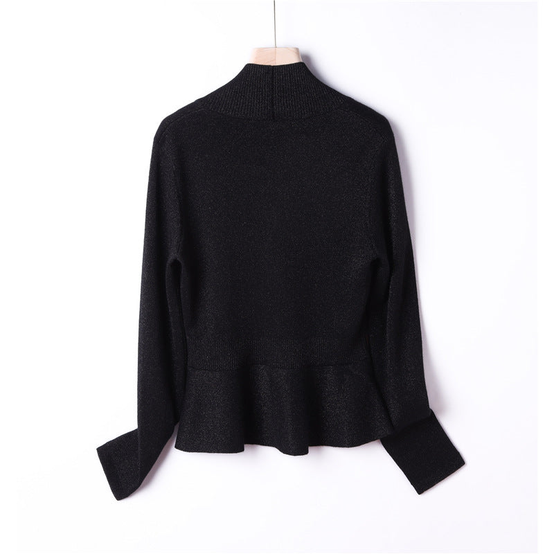 Ladies Fine Knit Cardigan with Shawl Collar, Waist-Defined Peplum and Decorative Button Placket Mune Fashion