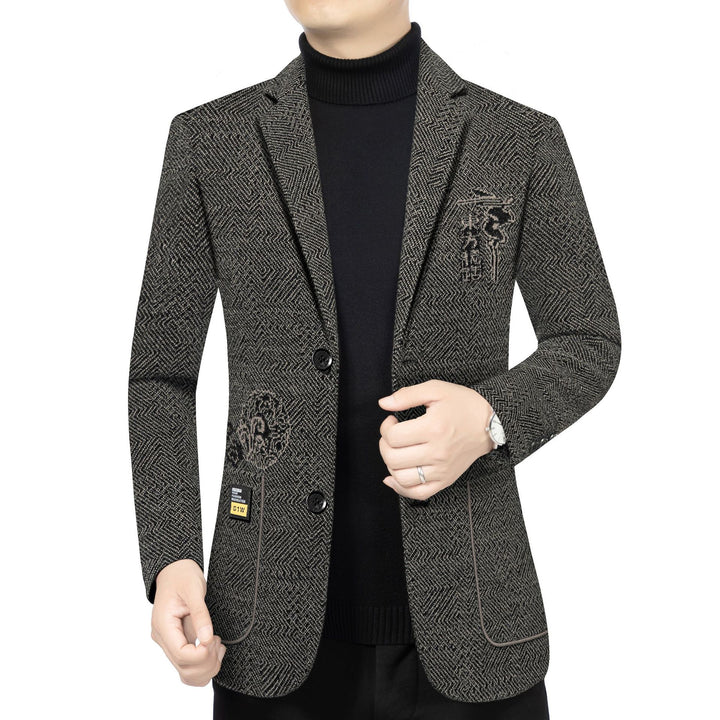 Men's Tailored Knit Blazer in Boucle Look with Patch Pockets Mune Fashion