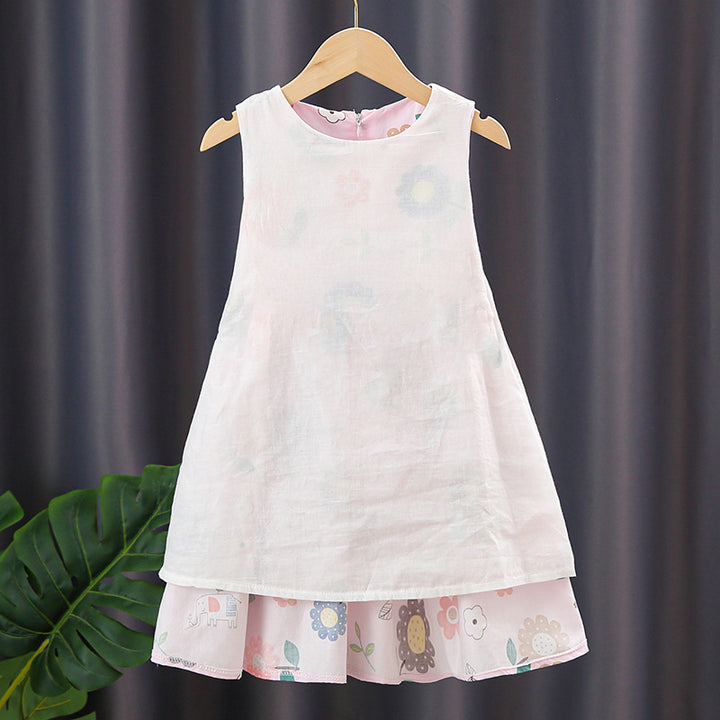 Girls summer dress with colorful floral print Mune Fashion