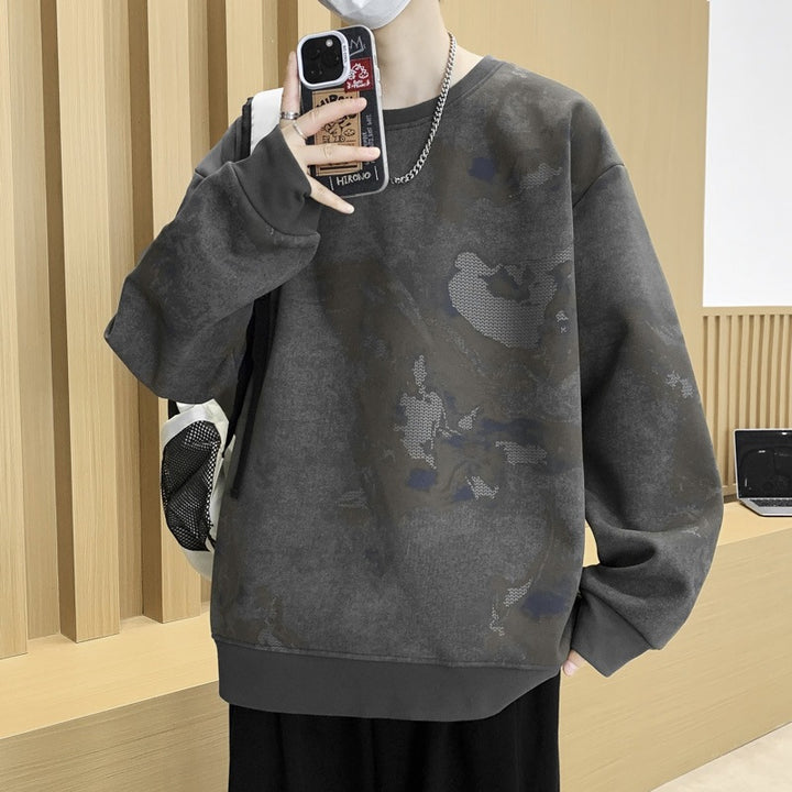 Men's Oversize Sweatshirt with Abstract Marble Print and Heavy Cotton Blend Mune Fashion