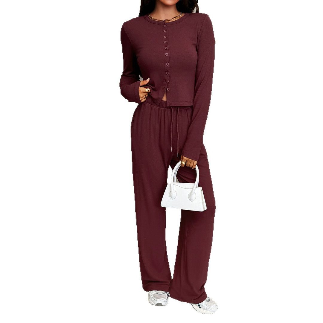 Women's nan cropped hoodie jacket with drawstring and high-cut palazzo pants Mune Fashion