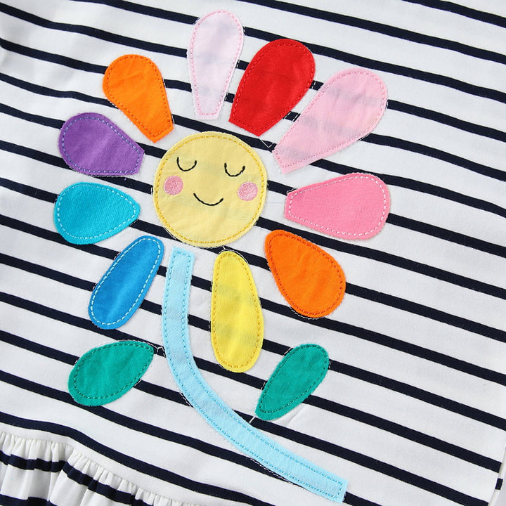 Girls striped dress with colorful floral pattern Mune Fashion