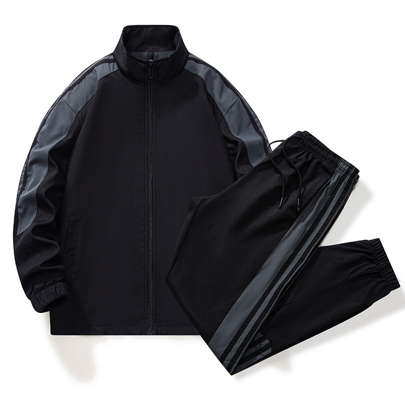 Men's classic sports training set with stand-up collar, full-length zipper, and elastic drawstring pants Mune Fashion