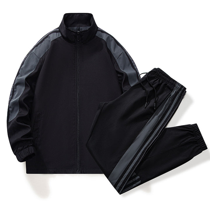 Men's classic sports training set with stand-up collar, full-length zipper, and elastic drawstring pants Mune Fashion