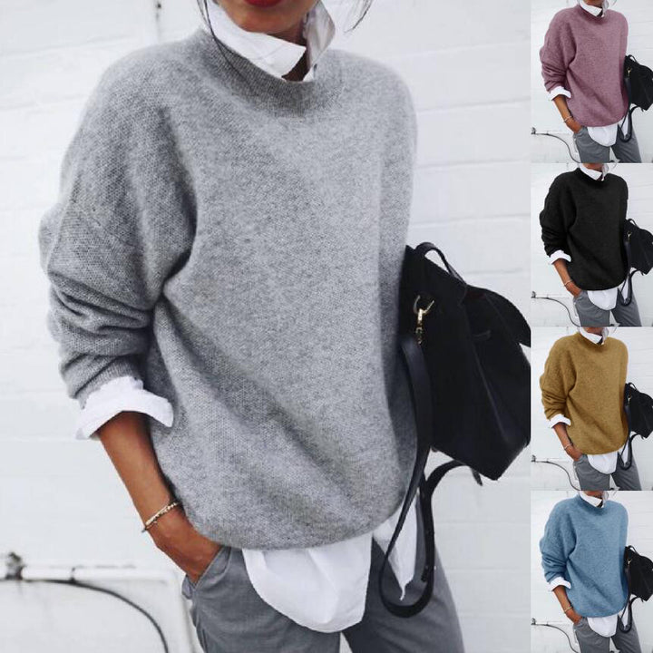 Women's oversized cozy knitted sweater with stand-up collar Mune Fashion