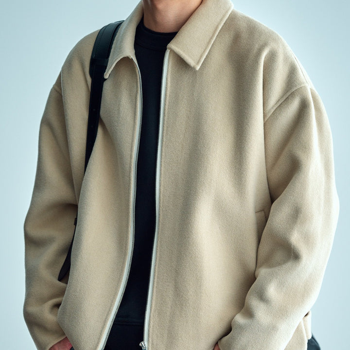 Men's wool jacket with zipper and loose fit Mune Fashion