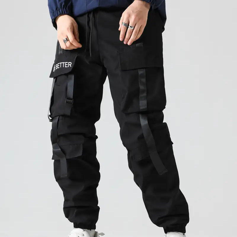 Men's Technical Utility Cargo Pants with Multi-Pockets, Adjustable Waist Straps & Elastic Cuffs Mune Fashion