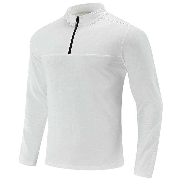 Men's Thermal Long Sleeve Shirt with Half Zip and Stand Collar Mune Fashion
