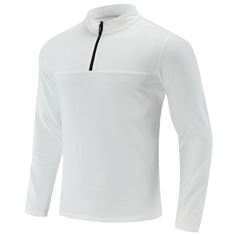 Men's Functional Half-Zip Long Sleeve Shirt with Stand-Up Collar and Breathable Stretch Material Mune Fashion