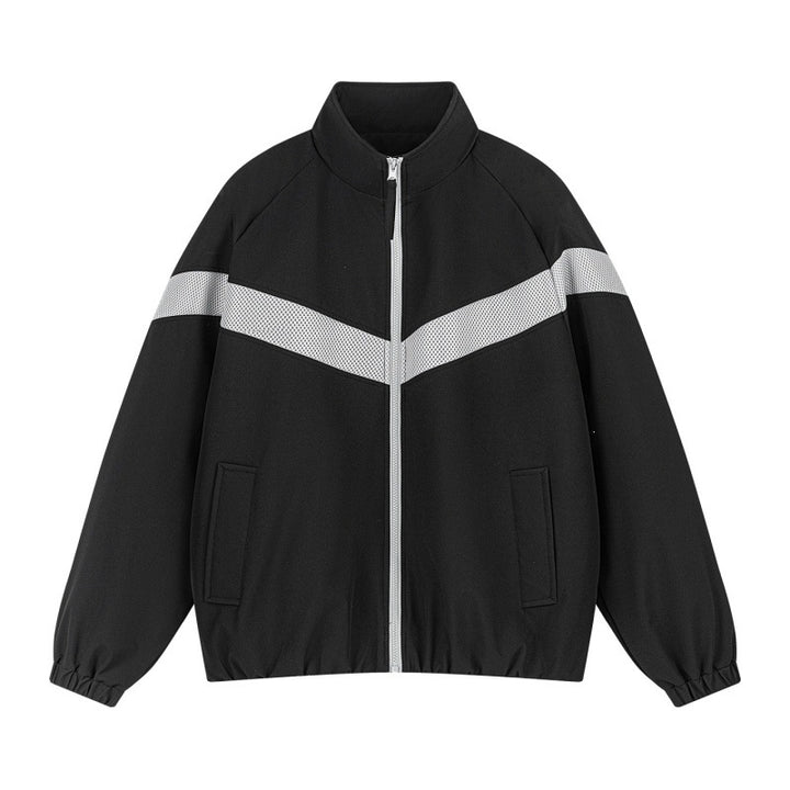 Unisex Light Training Jacket in Retro Sports Style with V-shaped Reflective Insert Mune Fashion