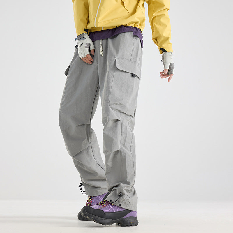 Men's Lightweight Technical Cargo Trekking Pants with Drawstring Waist, Utility Pockets and Adjustable Leg Openings Mune Fashion