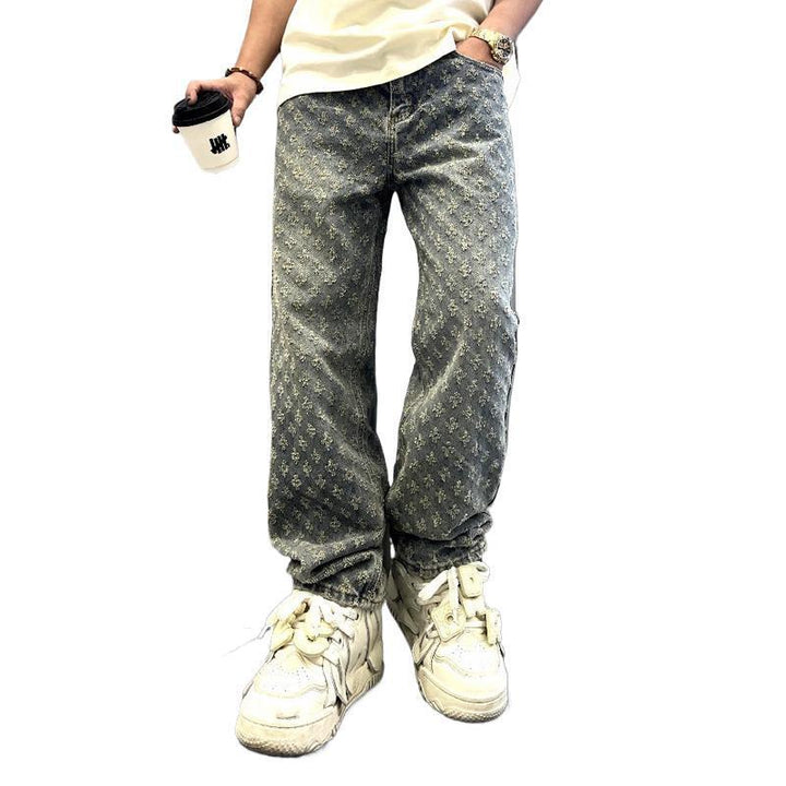 Men's Stylish Relaxed Fit Jeans with Floral Pattern Mune Fashion