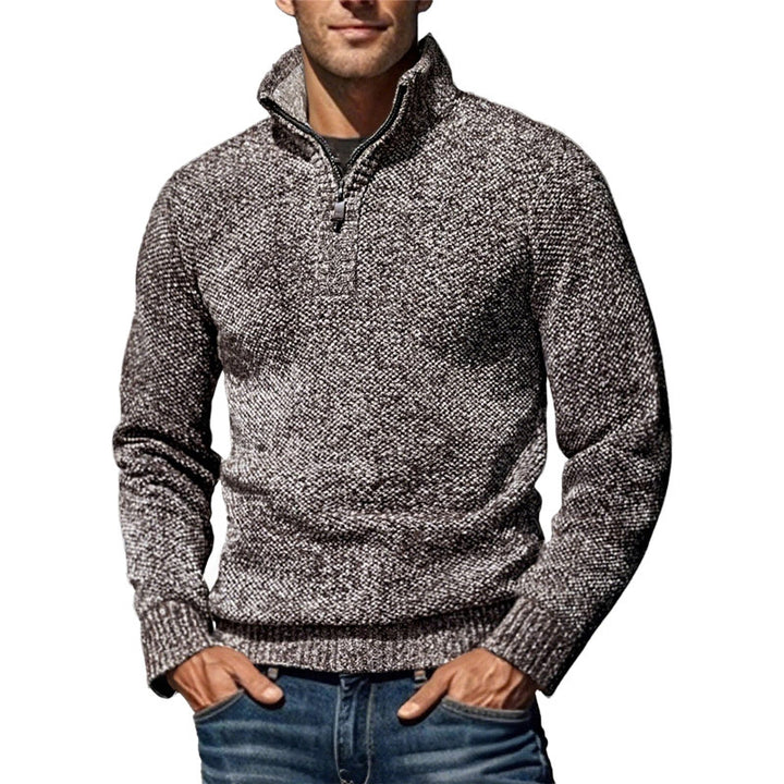 Men's coarse knitted sweater with half zipper and high stand-up collar Mune Fashion