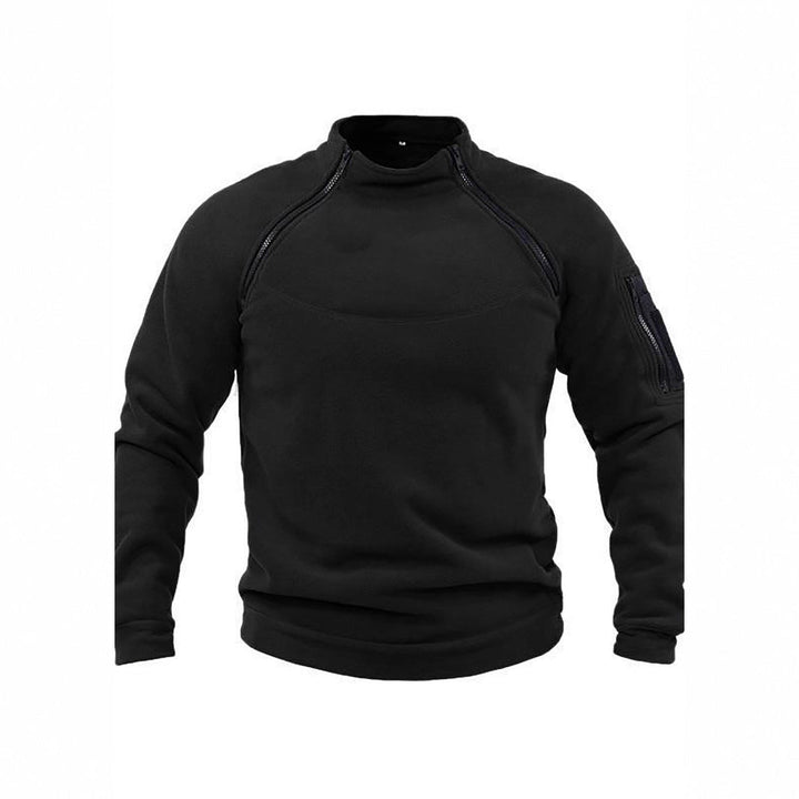 Men's Thermal Fleece Pullover with High Collar and Practical Pockets Mune