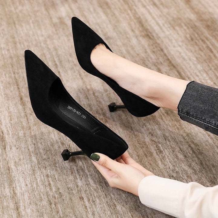 Women's Classic Pointed Velvet Pumps with Sculptural Mini Heel Mune Fashion