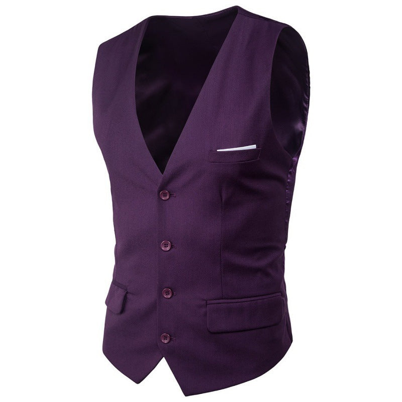 Men's nan formal suit waistcoat with deep V-neck satin back and flap pockets Mune Fashion