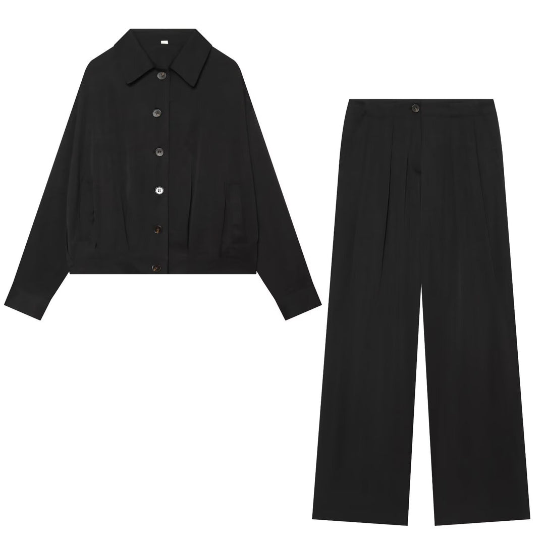 Women High-waisted Palazzo Pants with Pleats and Side Pockets Mune Fashion