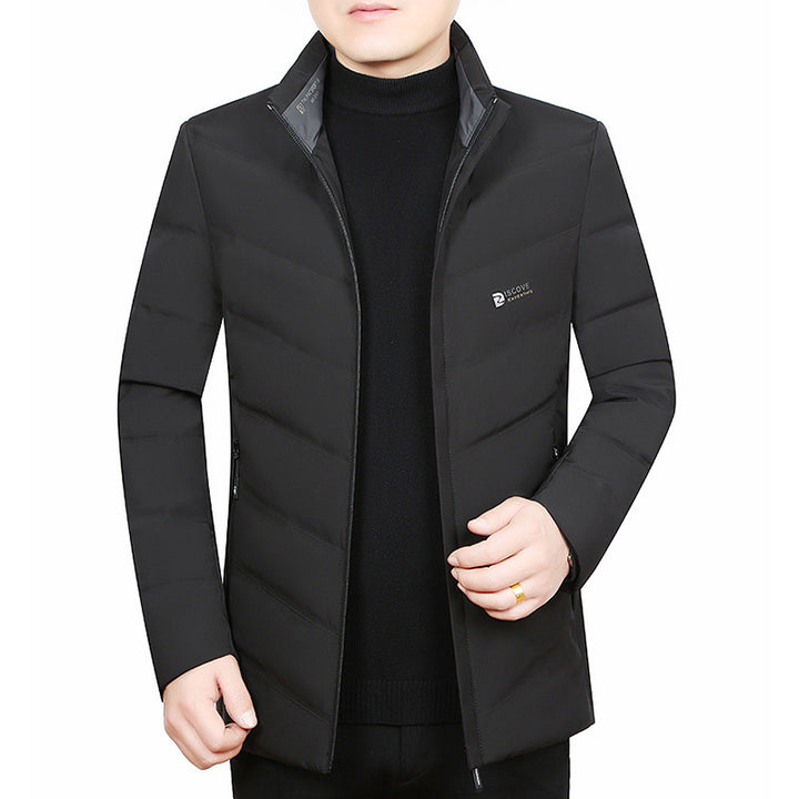 Men's Slim-Fit Travel Puffer Jacket with Stand Collar and Chevron Quilting Mune Fashion