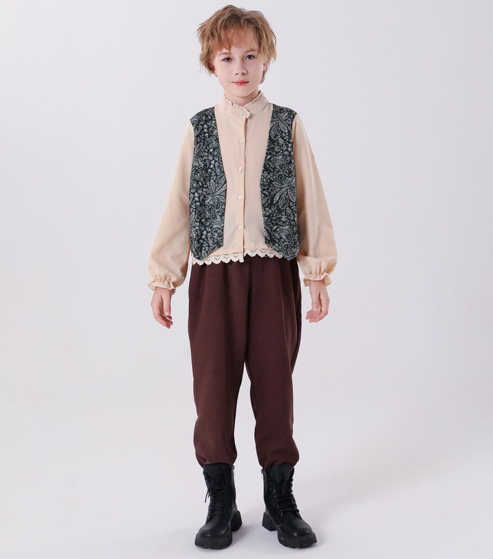 Unisex children's vest in vintage brocade style with floral jacquard pattern Mune Fashion