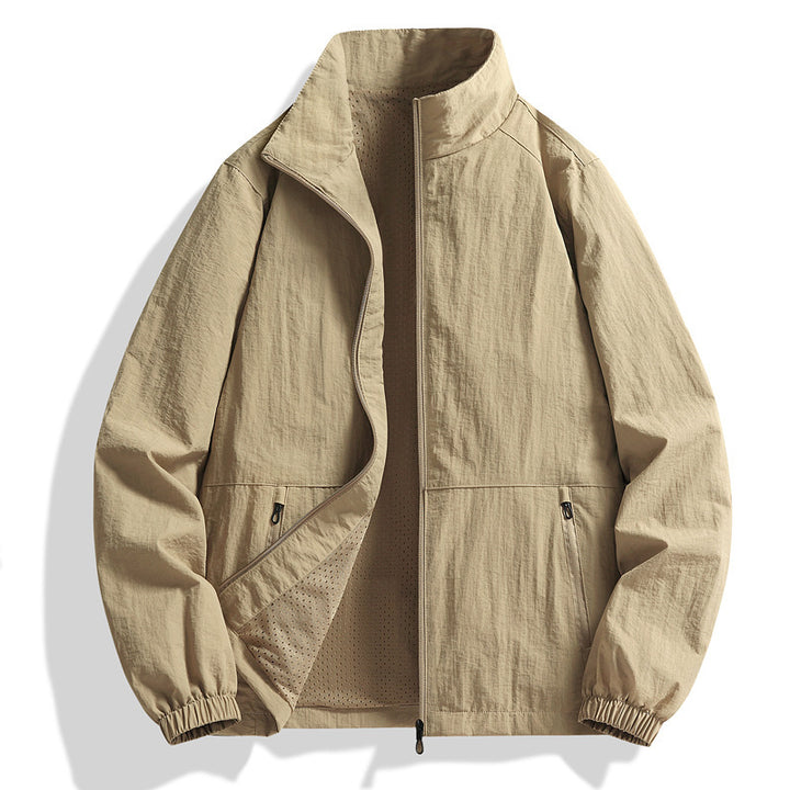 Men's Lightweight Windbreaker with High Collar Mune Fashion