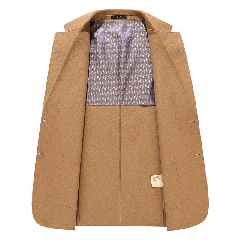 Men's Single-Breasted Wool Blend Blazer with Thermal Lining and Patch Pockets Mune Fashion