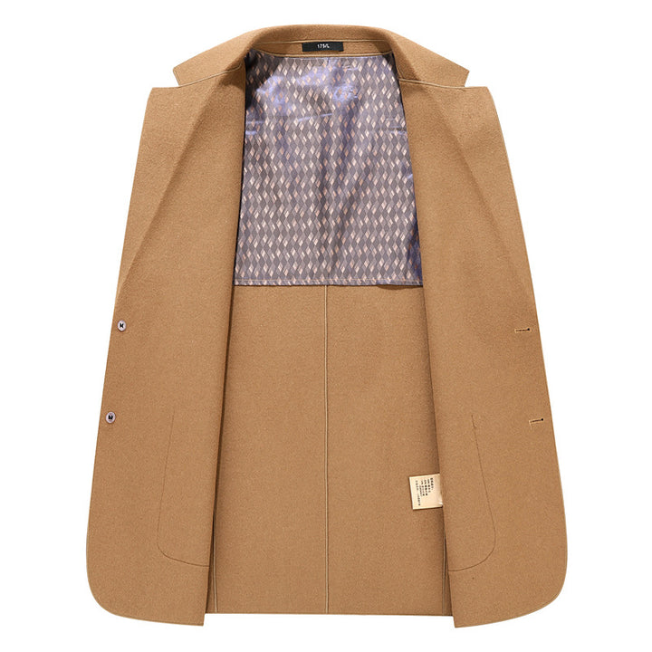 Men's Single-Breasted Wool Blend Blazer with Thermal Lining and Patch Pockets Mune Fashion