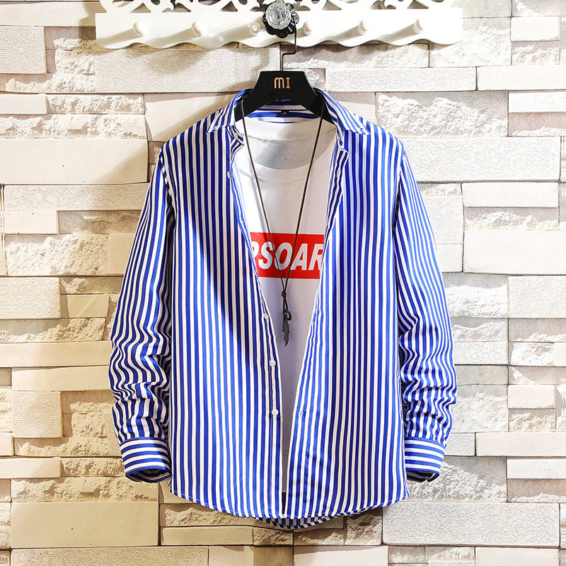 Men's nan legeres striped shirt with regular fit and kent collar Mune Fashion