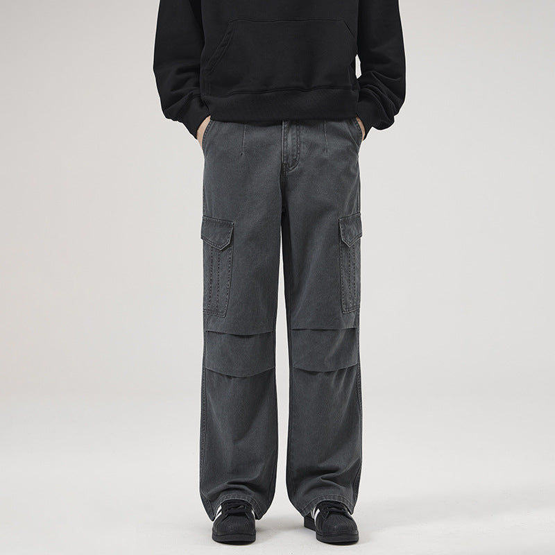 Men's Wide Cargo Pants in Palazzo Cut with Knee Panels and Patch Pockets Mune Fashion