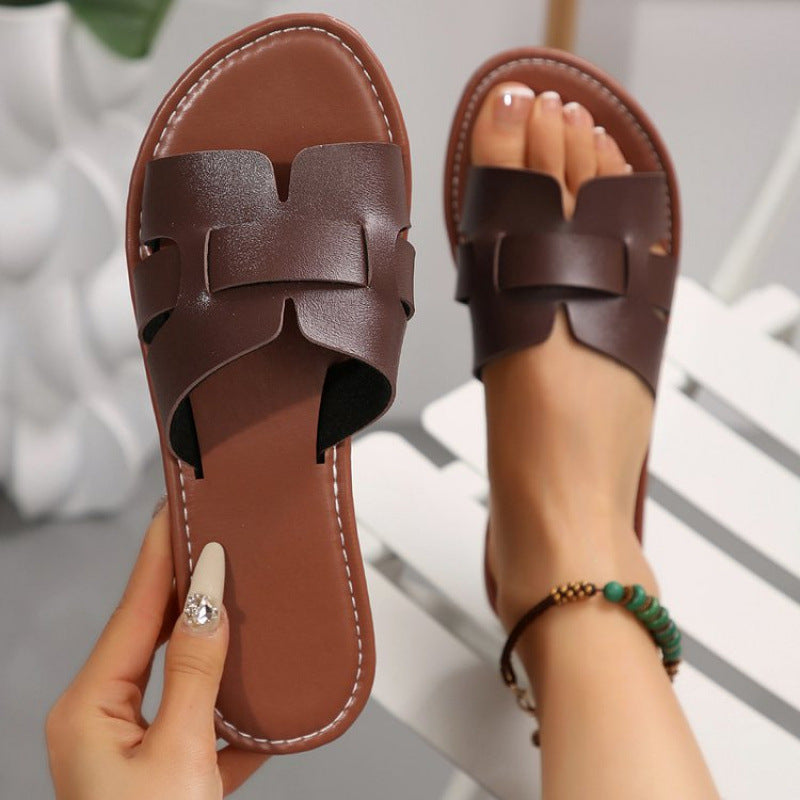 Women’s flat pantolettes with slotted strap design and cushioned comfort footbed Mune Fashion