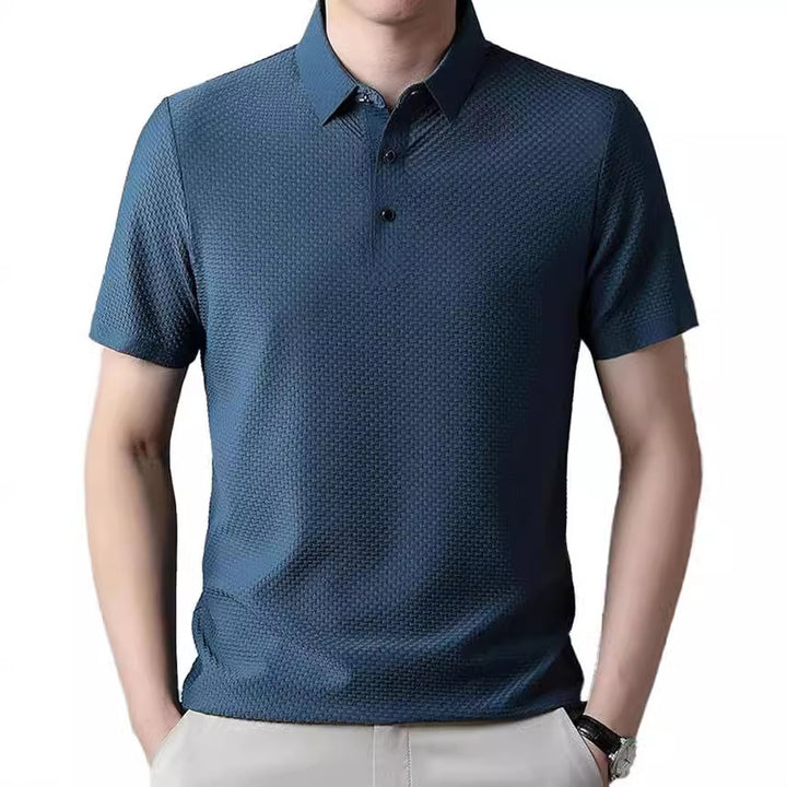 Men's structured short sleeve polo with pointed shirt collar and three-button placket Mune Fashion