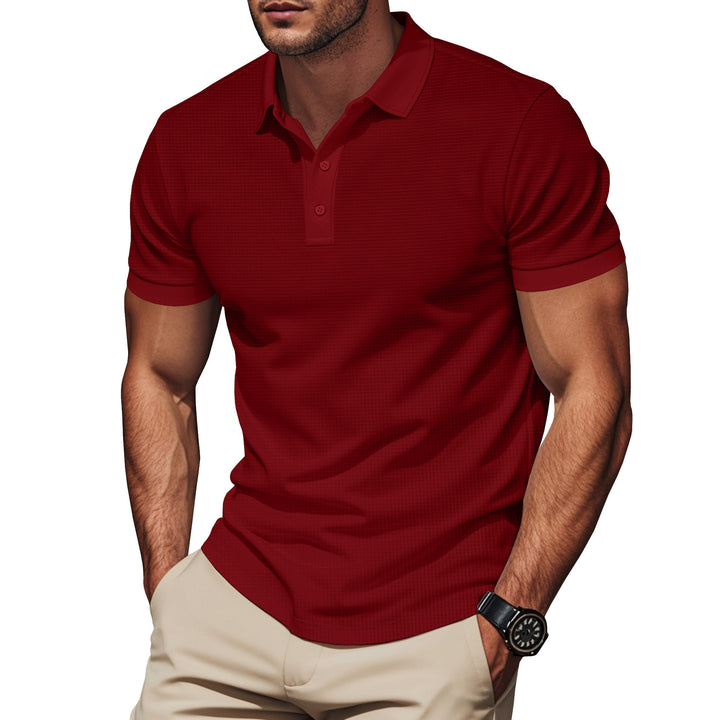Men's body-hugging polo with micro-rib structure, double-quilted collar, and slim fit Mune Fashion