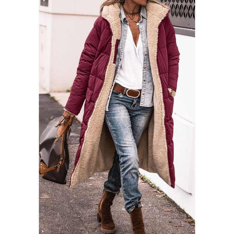 Women's long padded coat with teddy lining, hood and warm padding Mune Fashion