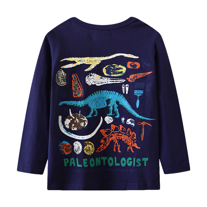 Boys Long Sleeve Shirt with Dinosaur Skeleton Design Mune Fashion