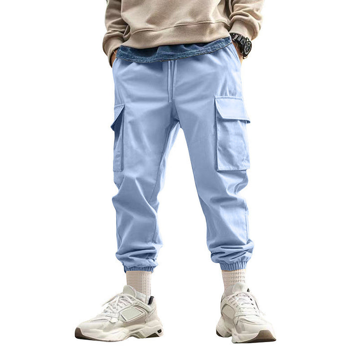 Men's Tapered Cargo Joggers with Drawstring, Patch Flap Pockets and Elastic Cuffs Mune Fashion