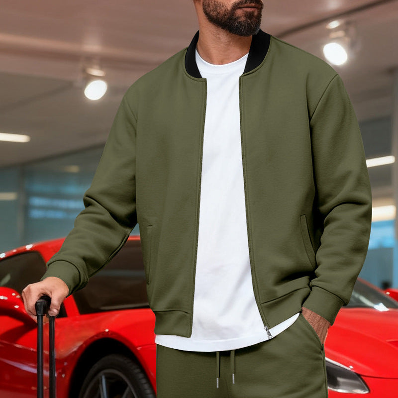 Men's casual bomber jacket in jogging set with full zipper and ribbed cuffs Mune Fashion