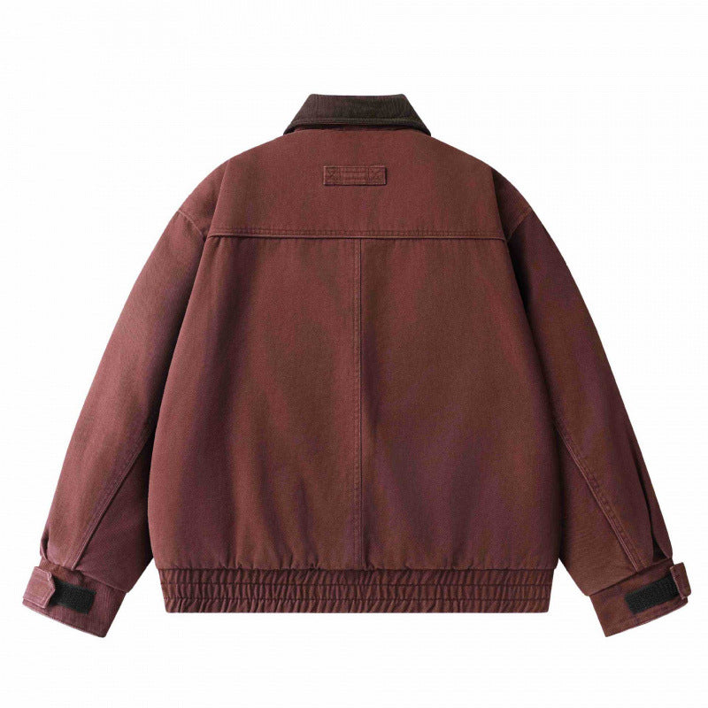 Men's Oversized Canvas Blouson with Cord Collar, Concealed Front Placket and Gathered Hem Mune Fashion