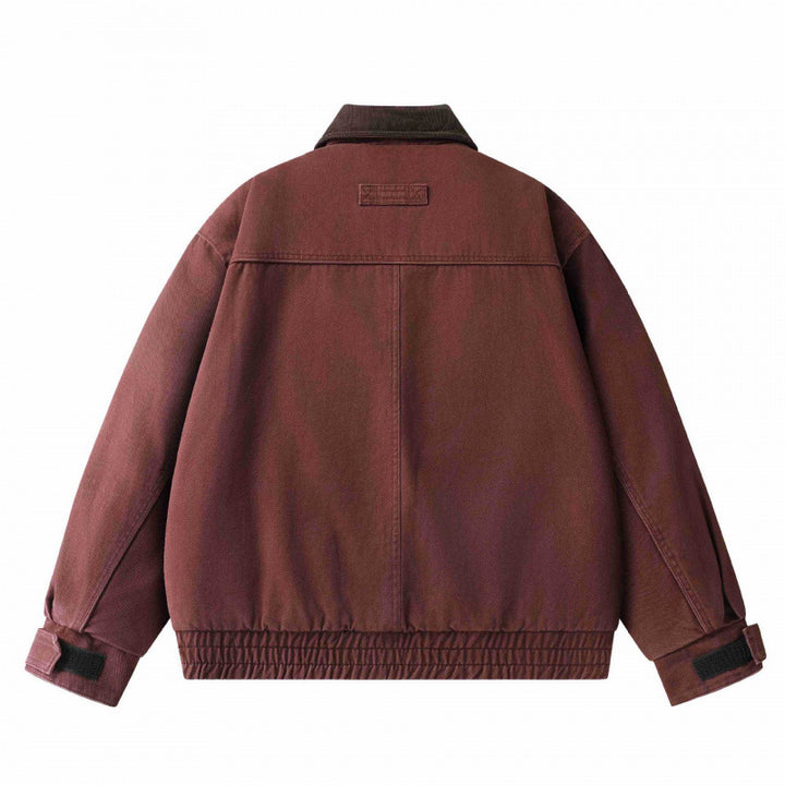 Men's Oversized Canvas Blouson with Cord Collar, Concealed Front Placket and Gathered Hem Mune Fashion