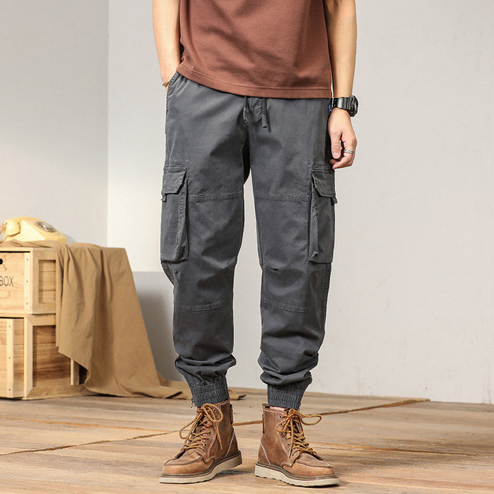 Men's Tapered Cargo Jogger Pants with Reinforced Knee Areas and Elastic Hem Mune Fashion