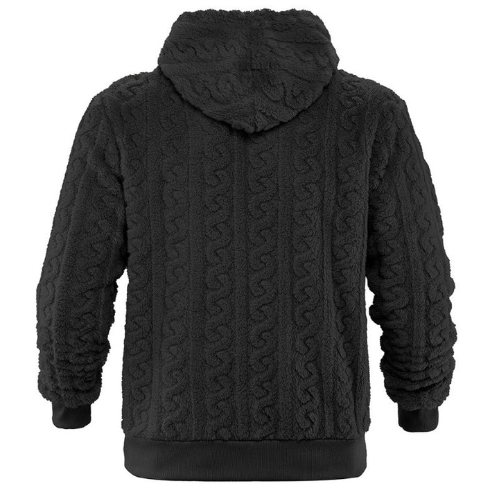 Unisex Cozy Teddy Hoodie with Cable Knit Look and Kangaroo Pocket Mune Fashion